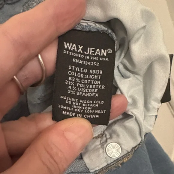 🍑Wax Jean Butt, I Love You Ripped Distressed Skinny Blue Jeans 13 Junior’s - Picture 6 of 12